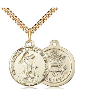 14kt Gold Filled Guardian Angel Army Medal Religious Jewelry