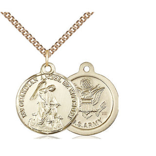 14kt Gold Filled Guardian Angel Army Medal Religious Jewelry