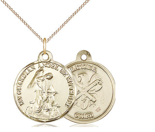 14kt Gold Filled Guardain Angel National Guard Medal Religious Jewelry