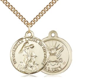 14kt Gold Filled Guardian Angel Navy Medal | Medium
