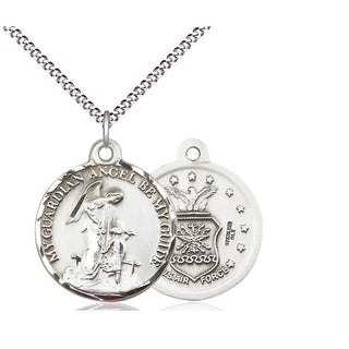 Sterling Silver Guardian Angel Air Force Medal Religious Jewelry