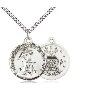 Sterling Silver Guardian Angel Air Force Medal Religious Jewelry