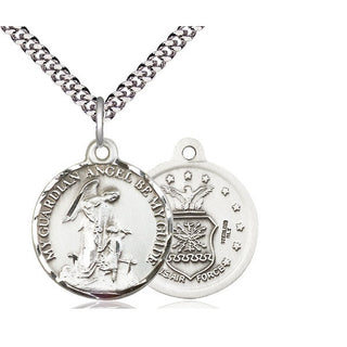 Sterling Silver Guardian Angel Air Force Medal Religious Jewelry