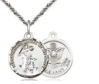Sterling Silver Guardian Angel Army Medal Religious Jewelry