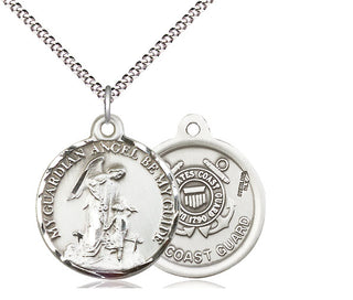 Sterling Silver Guardian Angel Coast Guard Medal Religious Jewelry