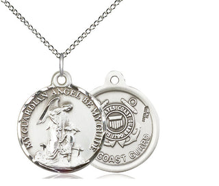 Sterling Silver Guardian Angel Coast Guard Medal Religious Jewelry