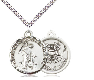 Sterling Silver Guardian Angel Coast Guard Medal Religious Jewelry
