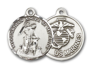 Sterling Silver Guardain Angel / Marines Pendant