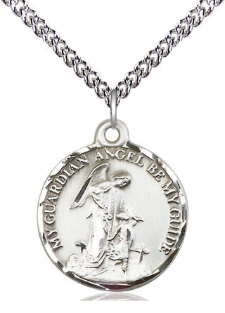 Sterling Silver Guardian Angel Medal Religious Jewelry
