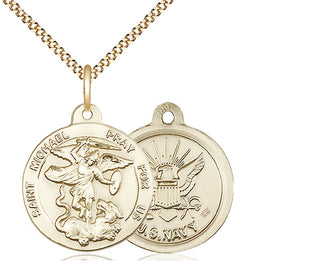 14kt Gold Filled Saint Michael Navy Medal Religious Jewelry