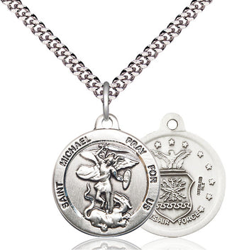 Pewter Saint Michael Air Force Medal Religious Jewelry