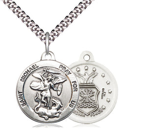 Sterling Silver Saint Michael Air Force Medal Religious Jewelry