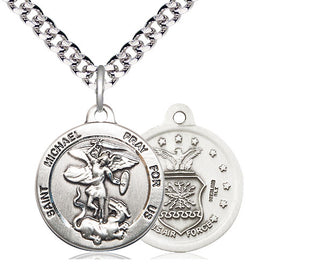 Sterling Silver Saint Michael Air Force Medal Religious Jewelry
