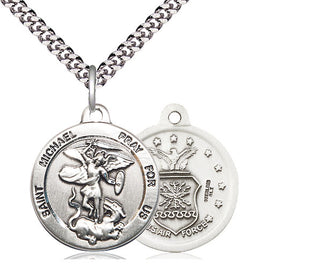 Sterling Silver Saint Michael Air Force Medal Religious Jewelry