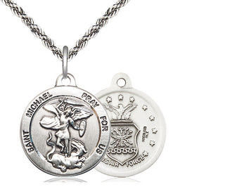 Sterling Silver Saint Michael Air Force Medal Religious Jewelry