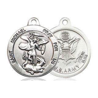 Sterling Silver Saint Michael Army Medal Religious Jewelry