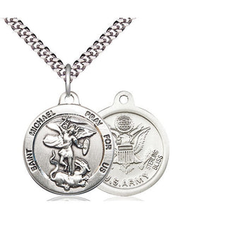Sterling Silver Saint Michael Army Medal Religious Jewelry