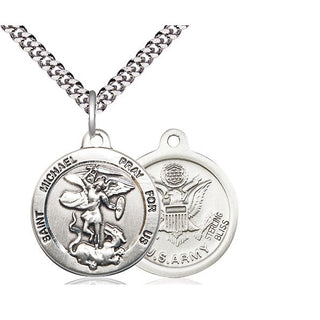 Sterling Silver Saint Michael Army Medal Religious Jewelry