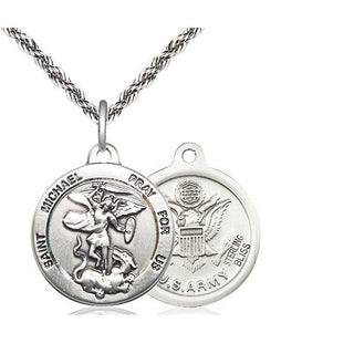 Sterling Silver Saint Michael Army Medal Religious Jewelry