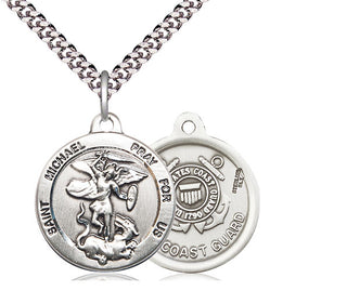 Sterling Silver Saint Michael Coast Guard Medal Religious Jewelry