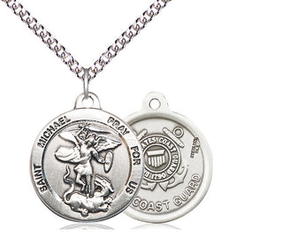 Sterling Silver Saint Michael Coast Guard Medal Religious Jewelry