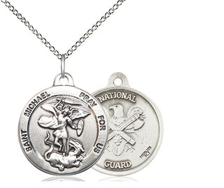 Sterling Silver Saint Michael National Guard Medal Religious Jewelry