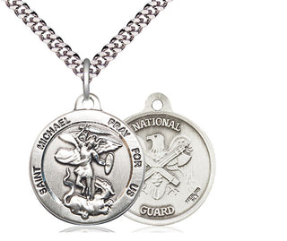 Sterling Silver Saint Michael National Guard Medal Religious Jewelry