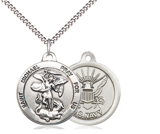 Sterling Silver Saint Michael Navy Medal Religious Jewelry