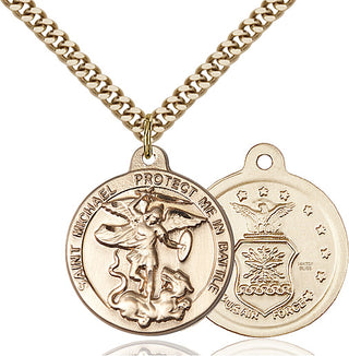 14kt Gold Filled Saint Michael Air Force Medal Religious Jewelry