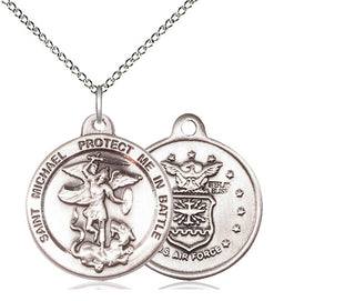 Sterling Silver Saint Michael Air Force Medal Religious Jewelry