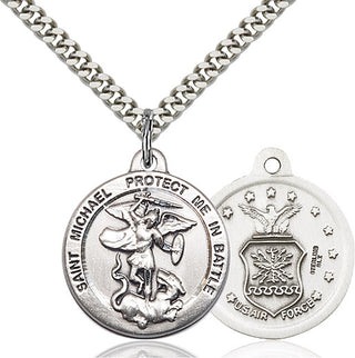 Sterling Silver Saint Michael Air Force Medal Religious Jewelry