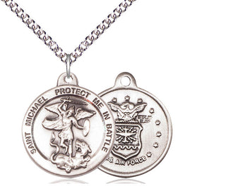 Sterling Silver Saint Michael Air Force Medal Religious Jewelry