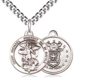 Sterling Silver Saint Michael Air Force Medal Religious Jewelry