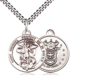 Sterling Silver Saint Michael Air Force Medal Religious Jewelry
