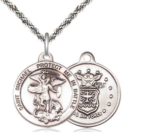 Sterling Silver Saint Michael Air Force Medal Religious Jewelry