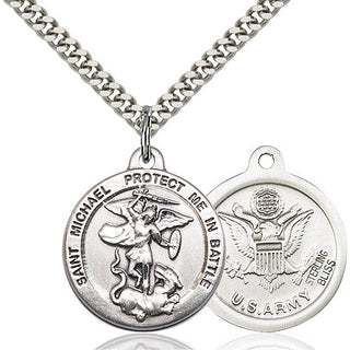 Sterling Silver Saint Michael Army Medal Religious Jewelry