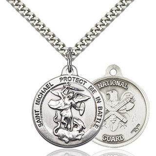 Sterling Silver Saint Michael National Guard Medal Religious Jewelry