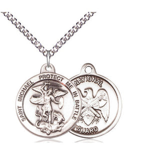 Sterling Silver Saint Michael National Guard Medal Religious Jewelry