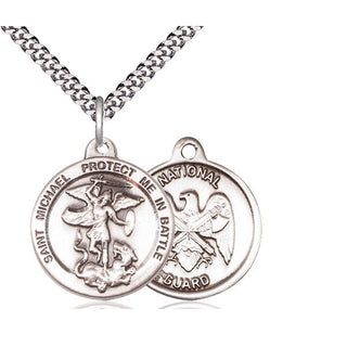 Sterling Silver Saint Michael National Guard Medal Religious Jewelry