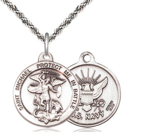 Sterling Silver Saint Michael Navy Medal Religious Jewelry
