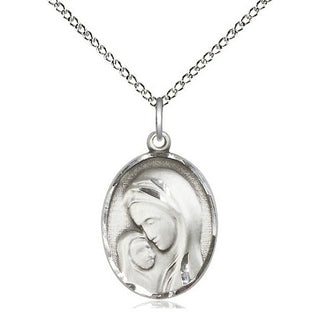 Sterling Silver Madonna & Child Medal Religious Jewelry