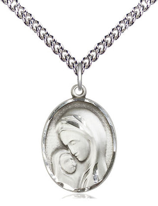 Sterling Silver Madonna & Child Medal Religious Jewelry