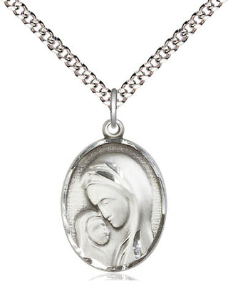 Sterling Silver Madonna & Child Medal Religious Jewelry