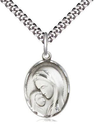 Sterling Silver Madonna & Child Medal Religious Jewelry