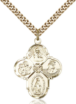 14kt Gold Filled 4-Way Medal Catholic Jewelry