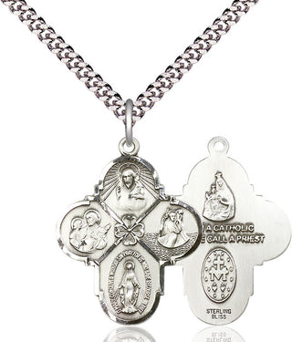 Pewter 4-Way Medal Catholic Jewelry