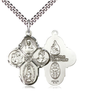 Sterling Silver 4-Way Medal Catholic Jewelry