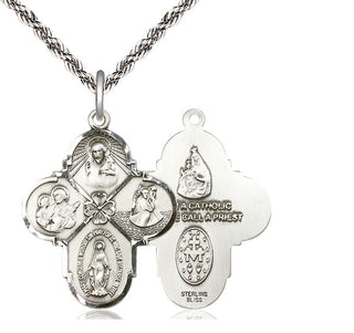 Sterling Silver 4-Way Medal Catholic Jewelry