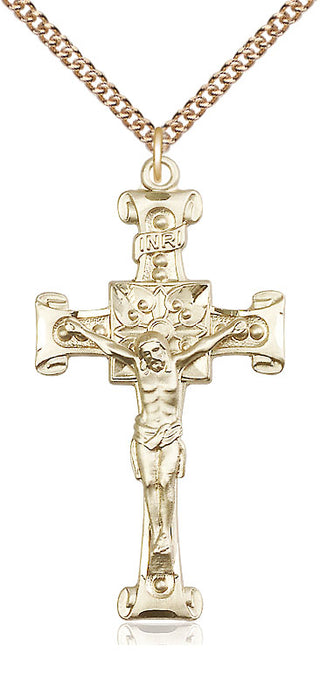 14kt Gold Crucifix Medal