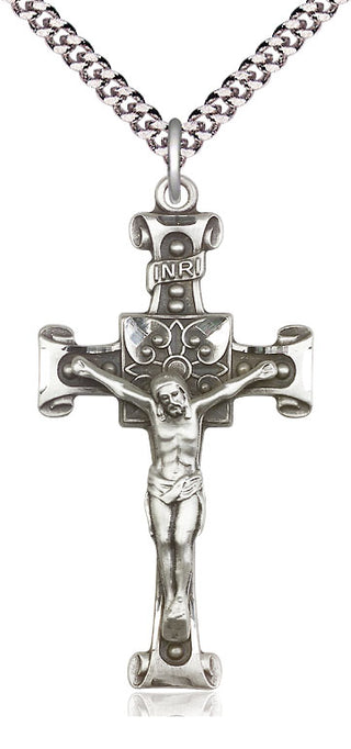 Sterling Silver Crucifix Medal Catholic Jewelry